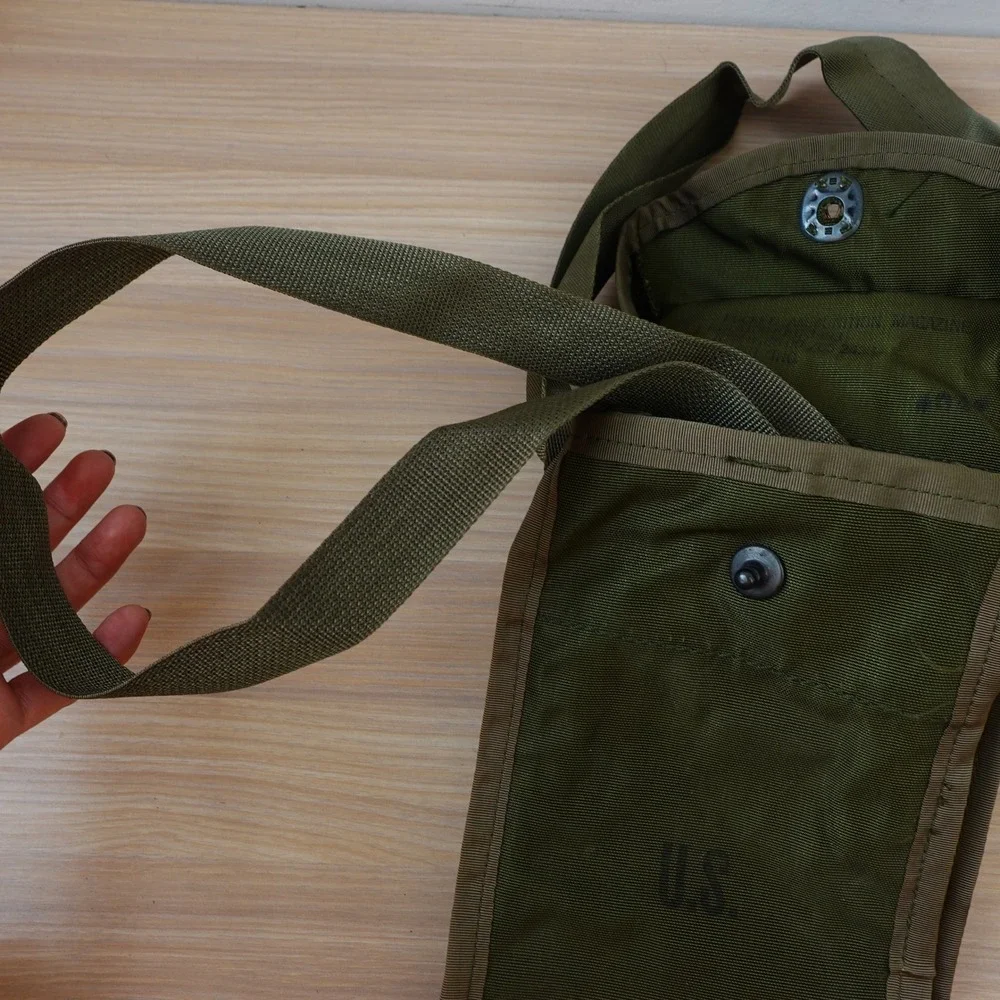 Vintage US Military Olive Green Ammo Pouch Ammunition Magazine Pocket Bag 80s